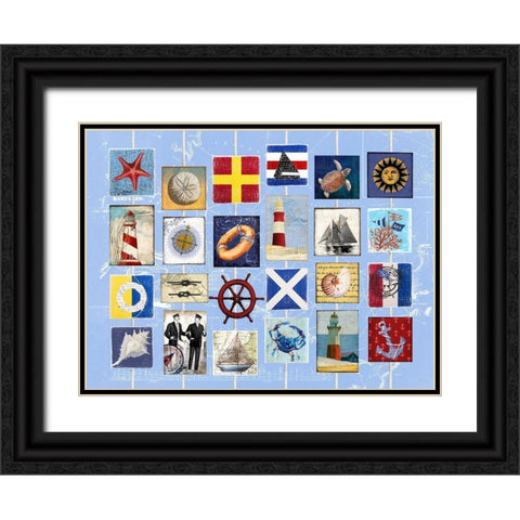 Nautical strings 2 Black Ornate Wood Framed Art Print with Double Matting by Art Licensing Studio