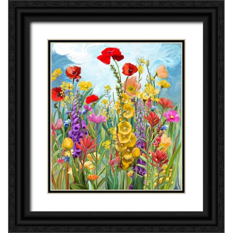 Floral Fields 1 Black Ornate Wood Framed Art Print with Double Matting by Art Licensing Studio