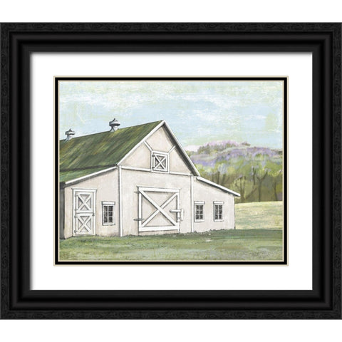 Field Barn in Spring Black Ornate Wood Framed Art Print with Double Matting by Art Licensing Studio