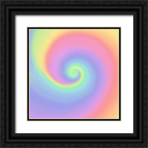 Pastel Rainbow Swirl Black Ornate Wood Framed Art Print with Double Matting by Art Licensing Studio