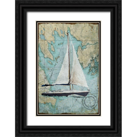 Maritime Sail Black Ornate Wood Framed Art Print with Double Matting by Art Licensing Studio