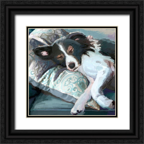 Couch Collie Black Ornate Wood Framed Art Print with Double Matting by Art Licensing Studio