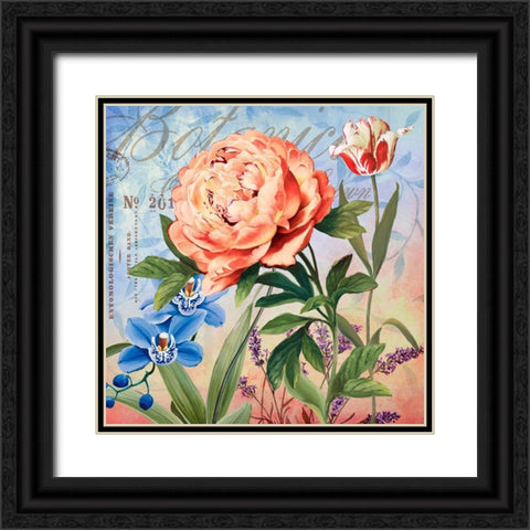 Botanique with Peony Black Ornate Wood Framed Art Print with Double Matting by Art Licensing Studio