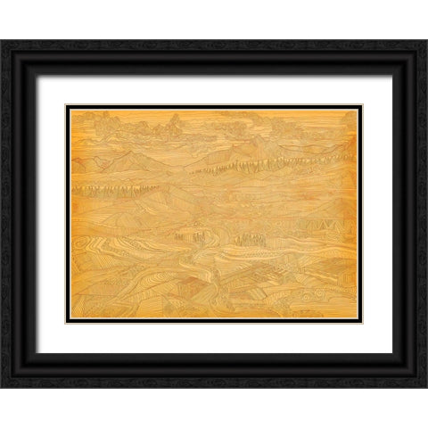 A Land Linked in Lines Black Ornate Wood Framed Art Print with Double Matting by Art Licensing Studio