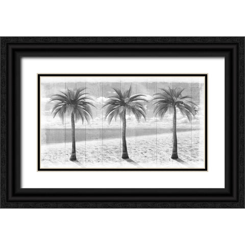 3 Island Palms  Black Ornate Wood Framed Art Print with Double Matting by Art Licensing Studio
