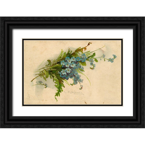 Forget-Me-Not Black Ornate Wood Framed Art Print with Double Matting by Art Licensing Studio