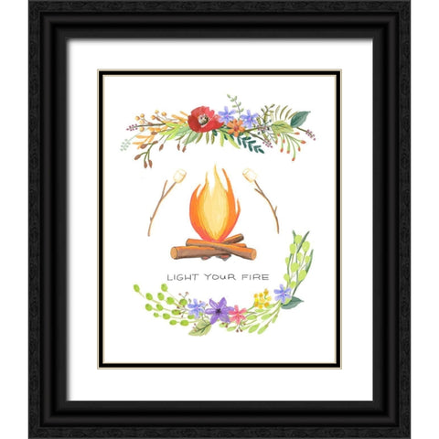 Sweet Adventure Fire Black Ornate Wood Framed Art Print with Double Matting by Art Licensing Studio