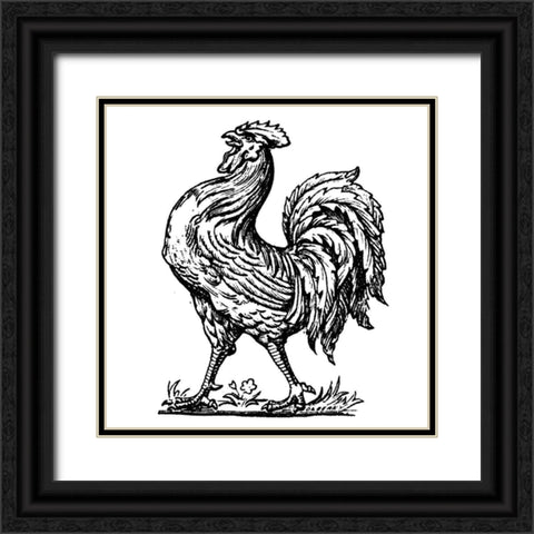 Proud Rooster Black Ornate Wood Framed Art Print with Double Matting by Art Licensing Studio