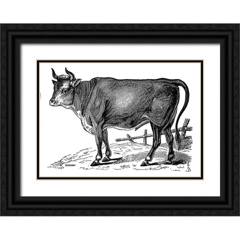 The Happy Cow Black Ornate Wood Framed Art Print with Double Matting by Art Licensing Studio