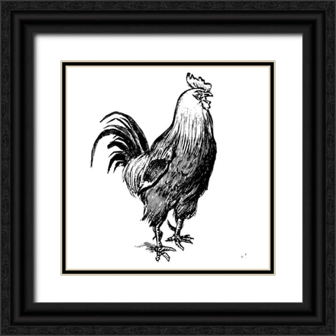 The Rooster Guard Black Ornate Wood Framed Art Print with Double Matting by Art Licensing Studio