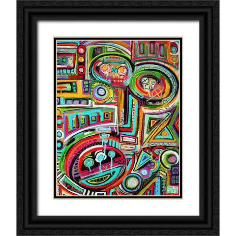 Peeling Rubix Cube Stickers Black Ornate Wood Framed Art Print with Double Matting by Mcilwaine, Alloyius