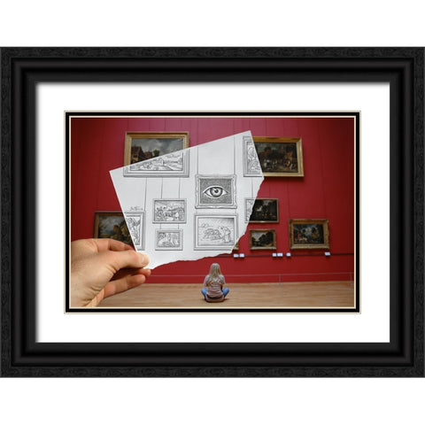 Pencil Vs Camera 7 - The Museum Black Ornate Wood Framed Art Print with Double Matting by Heine, Ben