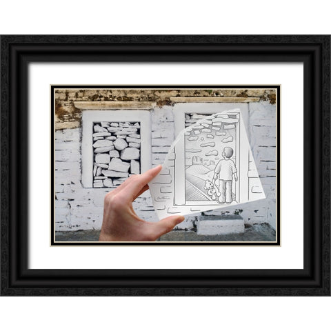 Pencil Vs Camera 46 - Childhood Black Ornate Wood Framed Art Print with Double Matting by Heine, Ben
