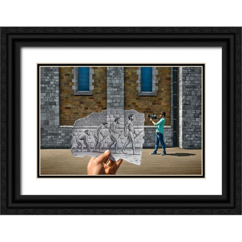 Pencil Vs Camera 55 - Evolution Black Ornate Wood Framed Art Print with Double Matting by Heine, Ben