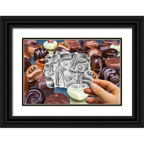 Pencil Vs Camera 85 - Chocolate Love Black Ornate Wood Framed Art Print with Double Matting by Heine, Ben