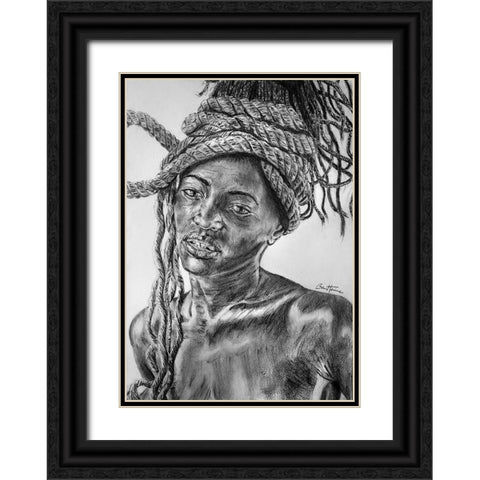 African Black Ornate Wood Framed Art Print with Double Matting by Heine, Ben