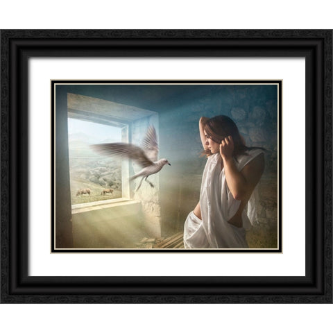 Old Times Black Ornate Wood Framed Art Print with Double Matting by Heine, Ben