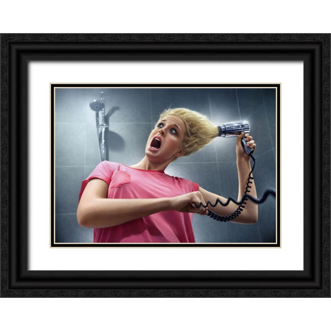 Oops Black Ornate Wood Framed Art Print with Double Matting by Heine, Ben