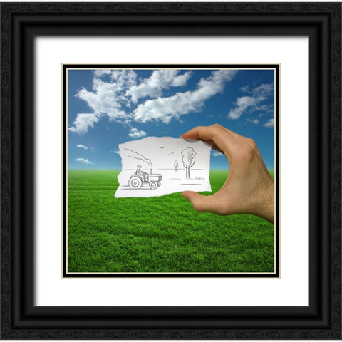 Pencil Vs Camera - 9 Black Ornate Wood Framed Art Print with Double Matting by Heine, Ben