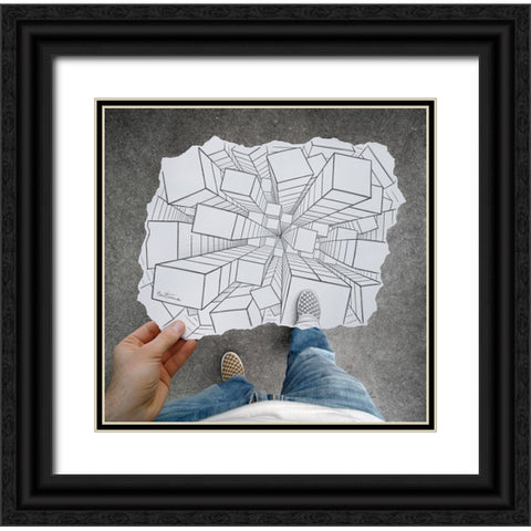 Pencil Vs Camera 32 Black Ornate Wood Framed Art Print with Double Matting by Heine, Ben