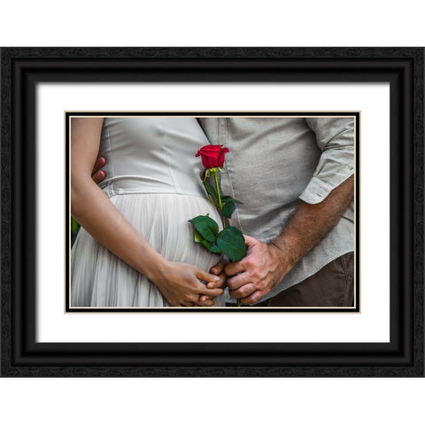 Red Love Black Ornate Wood Framed Art Print with Double Matting by Heine, Ben