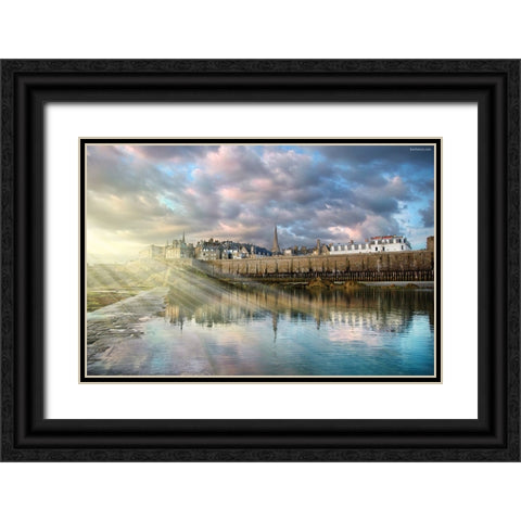 City under Sun Black Ornate Wood Framed Art Print with Double Matting by Heine, Ben