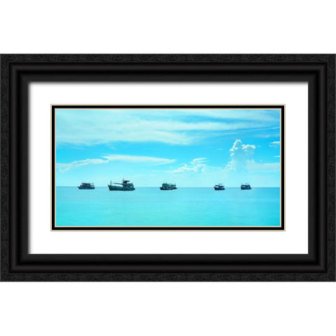 Cyan waterscape Thailand - 418 Black Ornate Wood Framed Art Print with Double Matting by Heine, Ben