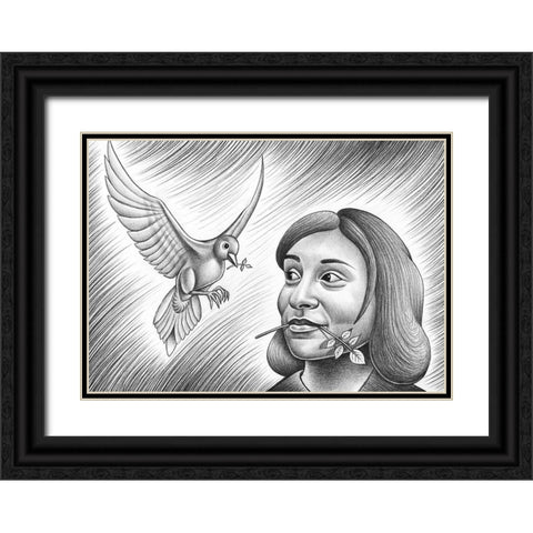 Dove woman Black Ornate Wood Framed Art Print with Double Matting by Heine, Ben