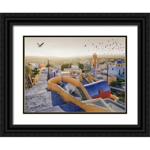 Santorini 1 Black Ornate Wood Framed Art Print with Double Matting by Heine, Ben
