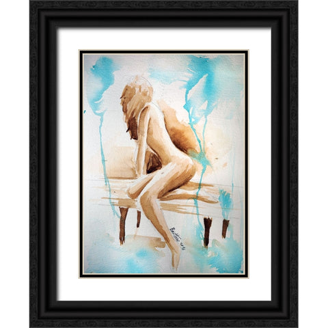 Watercolor Study - woman Black Ornate Wood Framed Art Print with Double Matting by Heine, Ben