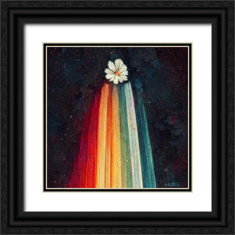Astro Cruise 4 - Sending You a Flower From Space Black Ornate Wood Framed Art Print with Double Matting by Heine, Ben