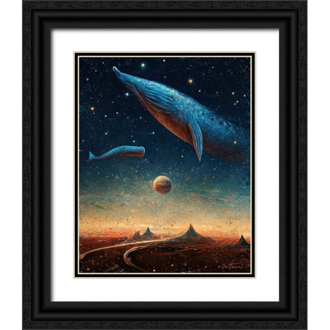 Astro Cruise 9 - 2 Worlds Black Ornate Wood Framed Art Print with Double Matting by Heine, Ben