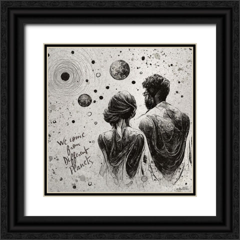 Astro Cruise 25 - We Come From Different Planets Black Ornate Wood Framed Art Print with Double Matting by Heine, Ben