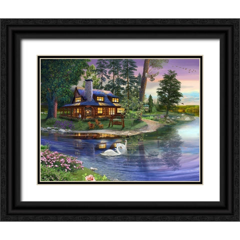 Stillness Black Ornate Wood Framed Art Print with Double Matting by Bigelow Illustrations- Exclusive