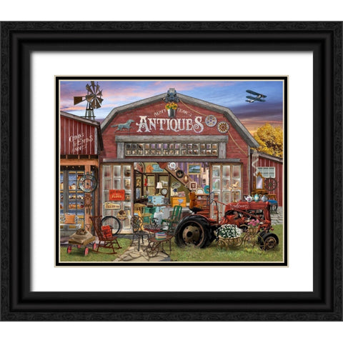 Aunt Teaks Antique Store Black Ornate Wood Framed Art Print with Double Matting by Bigelow Illustrations- Exclusive