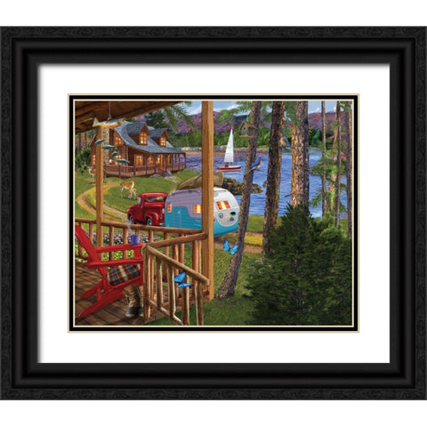 Porch Life 2 Black Ornate Wood Framed Art Print with Double Matting by Bigelow Illustrations- Exclusive