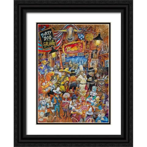 Dirty Dog Saloon Black Ornate Wood Framed Art Print with Double Matting by Bell, Bill