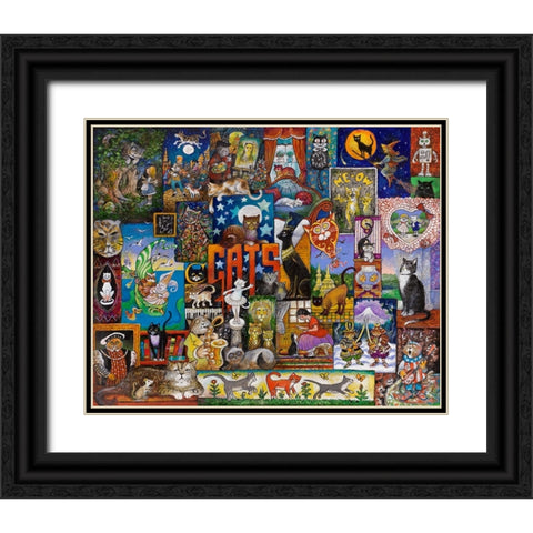 Cats Black Ornate Wood Framed Art Print with Double Matting by Bell, Bill