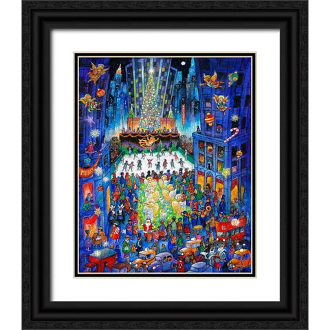 Skating At Rockefeller  Black Ornate Wood Framed Art Print with Double Matting by Bell, Bill