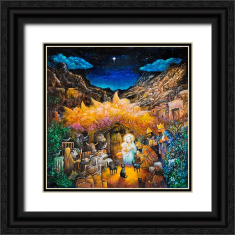 Nativity Black Ornate Wood Framed Art Print with Double Matting by Bell, Bill