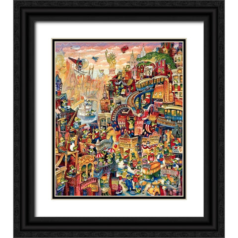 Croc City Black Ornate Wood Framed Art Print with Double Matting by Bell, Bill