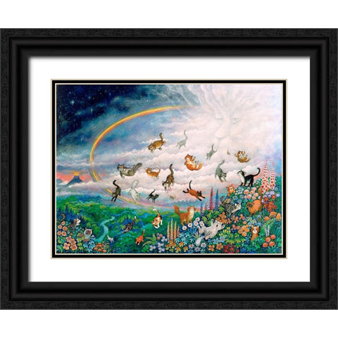 Felines Black Ornate Wood Framed Art Print with Double Matting by Bell, Bill