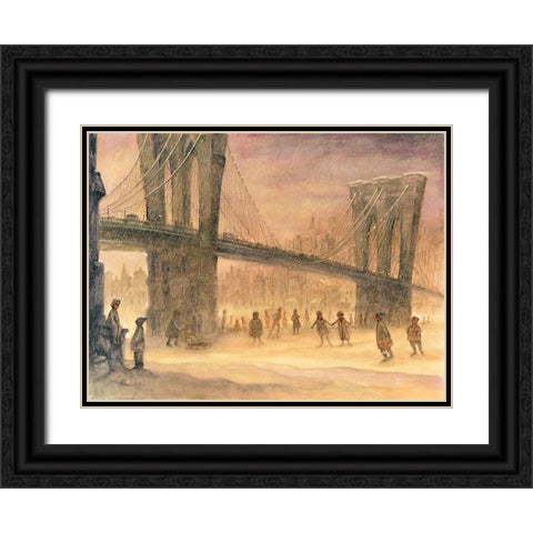 Under Bridge Black Ornate Wood Framed Art Print with Double Matting by Bell, Bill