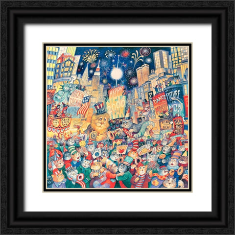 NY Eve 2000 Horiz Black Ornate Wood Framed Art Print with Double Matting by Bell, Bill