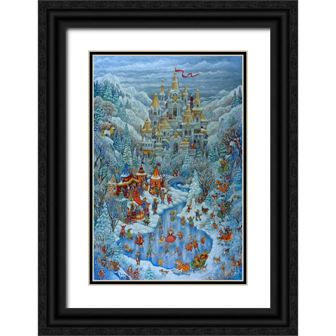 Camelot Castle Black Ornate Wood Framed Art Print with Double Matting by Bell, Bill