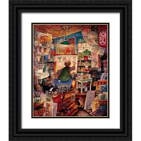 Sign Man Black Ornate Wood Framed Art Print with Double Matting by Bell, Bill