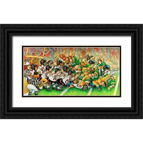 Football Dogs Black Ornate Wood Framed Art Print with Double Matting by Bell, Bill