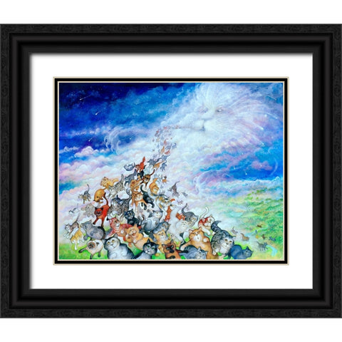 God Created Cats Black Ornate Wood Framed Art Print with Double Matting by Bell, Bill
