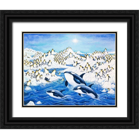Willy And The Watchers Black Ornate Wood Framed Art Print with Double Matting by Bell, Bill