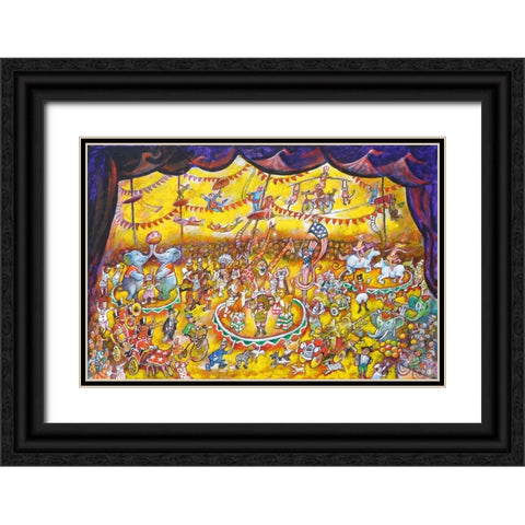 Circus  3 Ring Memories Black Ornate Wood Framed Art Print with Double Matting by Bell, Bill